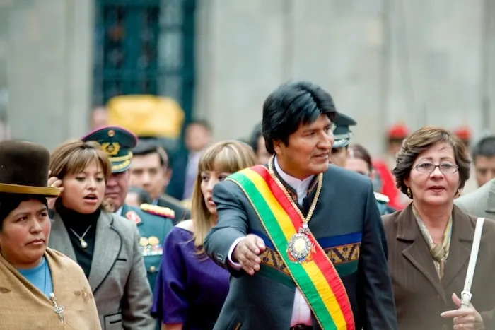 Evo Morales with supporters
