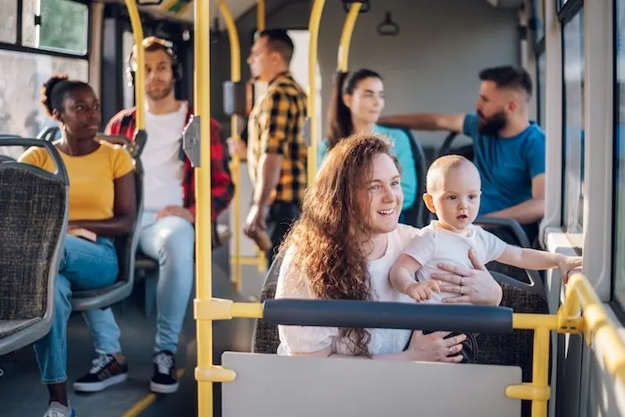 People using public transport