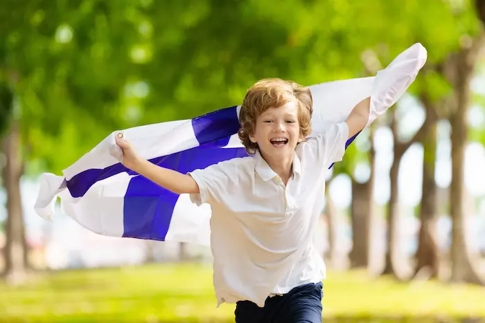 Finland boy with flag
